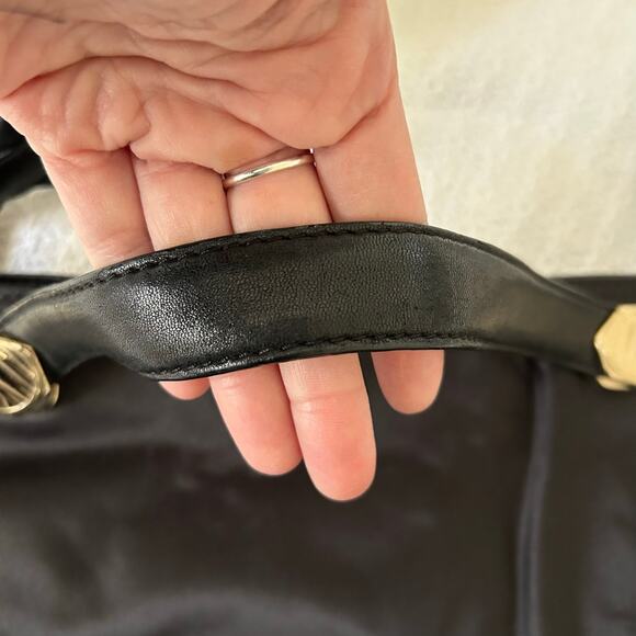 DKNY Women 2009 Leather Nylon Purse Black Shoulder Bag Designer Y2K Minimalist - Picture 9 of 12